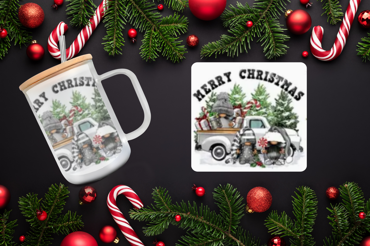 16oz - "Merry Christmas" White Country Truck