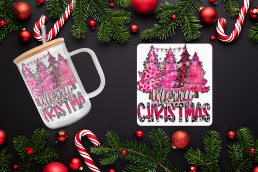 16oz - Pink Trees "Merry Christmas"